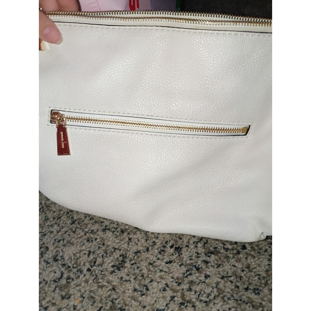 Michael Kors Large Leather Gold Chain Hobo Shoulder Bag, Optic White - Picture 12 of 16